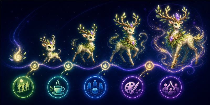 Basilifawn spirit evolving through Essence earned from outings